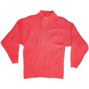 Vintage Together! Sweater Acrylic Wool Womens L 12-14 Crimson Red Pullover Zip